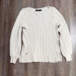 Lauren Ralph Lauren Cream Cotton Cable Knit Sweater size small